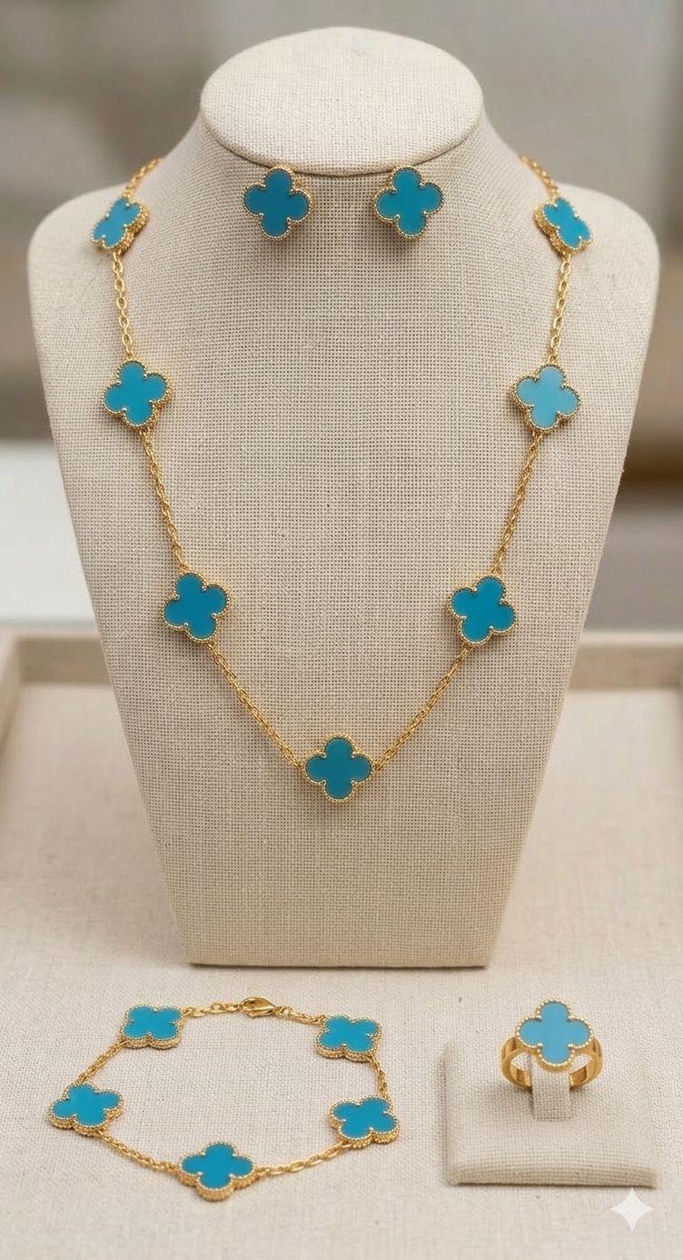 Anti Tarnish Four Clover Sets (18k Gold PVD plating)